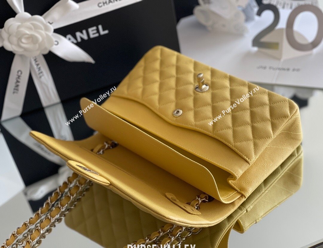 Chanel Grained Calfskin Medium Classic Flap Bag A01112 Yellow/Light Gold 2023 Original Quality (MHE-23121222)