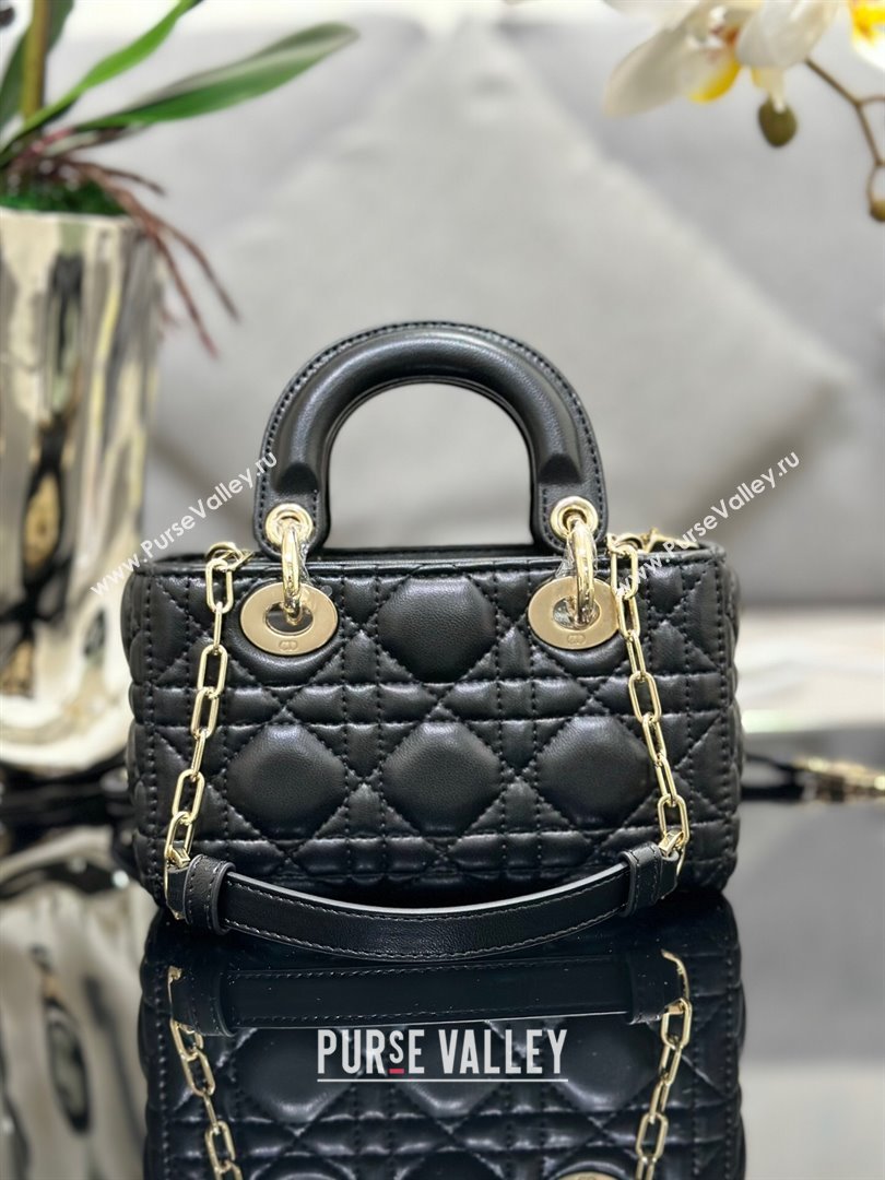 Dior Lady D-Joy Micro Bag in Cannage Lambskin Black/Gold 2025 M9250 (XXG-250806082)