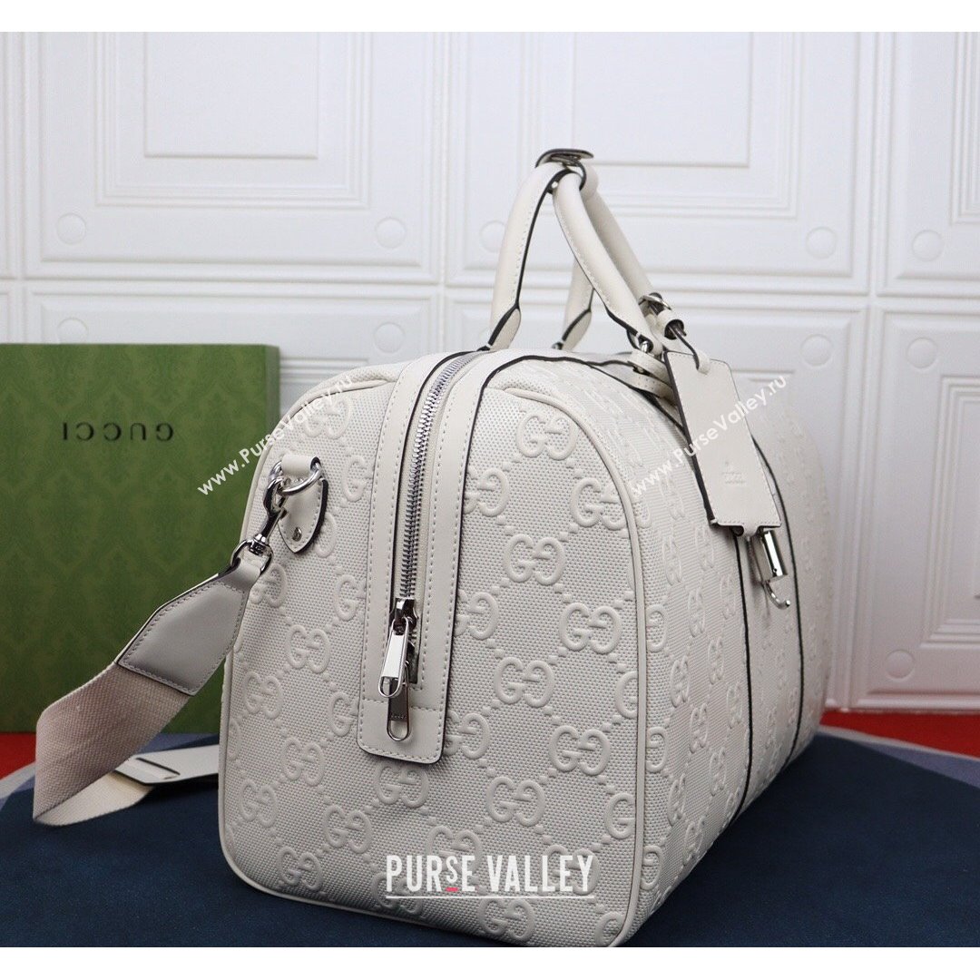 Gucci GG Embossed Duffle Travel Bag ‎625768 White 2021 (DLH-21090327)