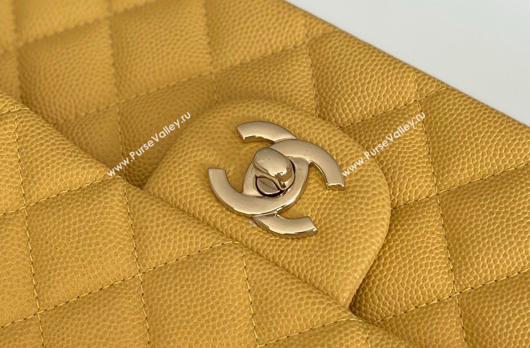 Chanel Grained Calfskin Medium Classic Flap Bag A01112 Yellow/Light Gold 2023 Original Quality (MHE-23121222)