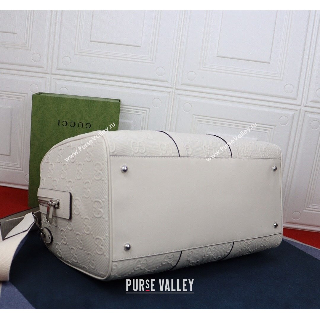 Gucci GG Embossed Duffle Travel Bag ‎625768 White 2021 (DLH-21090327)
