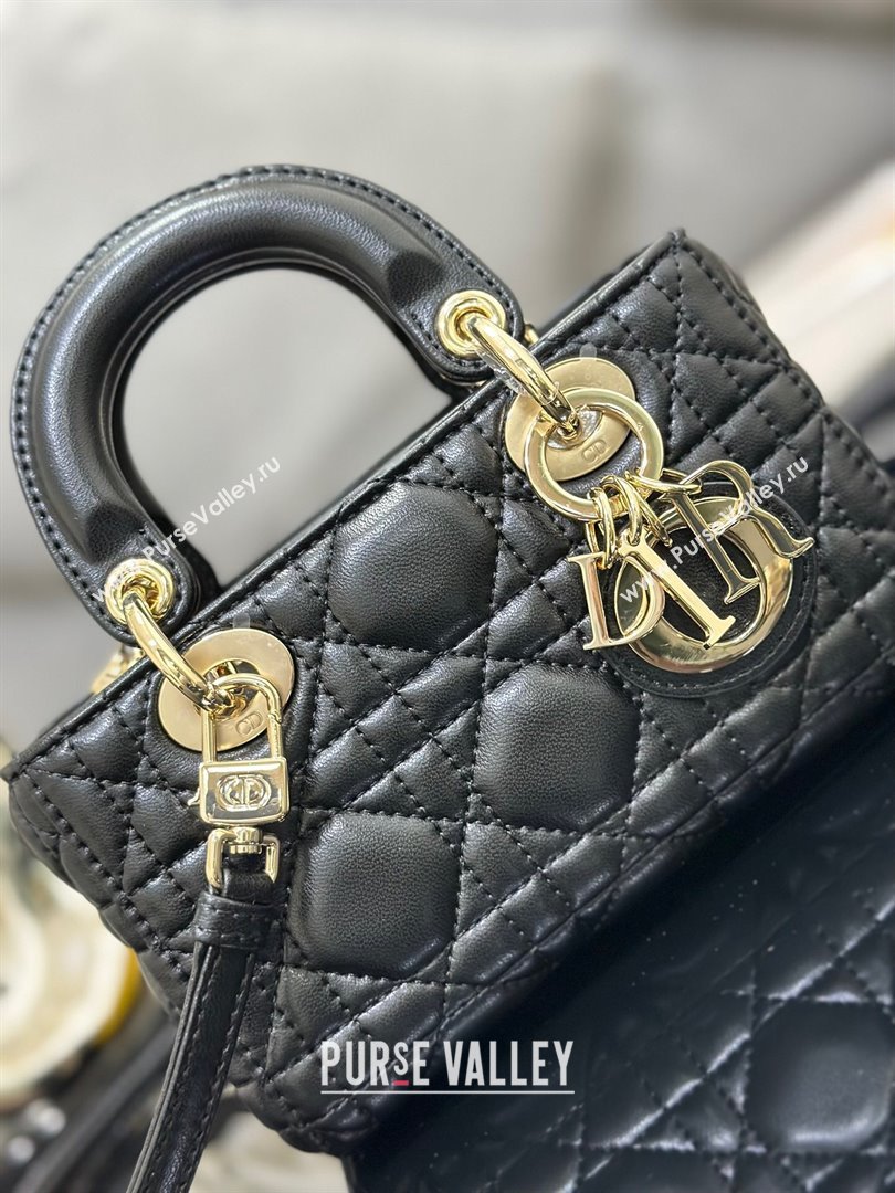 Dior Lady D-Joy Micro Bag in Cannage Lambskin Black/Gold 2025 M9250 (XXG-250806082)