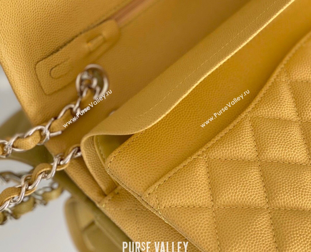 Chanel Grained Calfskin Medium Classic Flap Bag A01112 Yellow/Light Gold 2023 Original Quality (MHE-23121222)