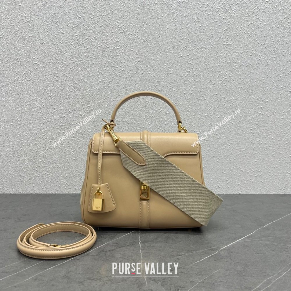 Celine Small 16 Bag in Calfskin with Two Strap 188003 Nude 2024(Top) (SWW-24060603)