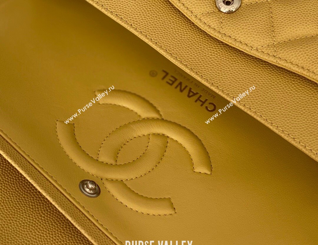 Chanel Grained Calfskin Medium Classic Flap Bag A01112 Yellow/Light Gold 2023 Original Quality (MHE-23121222)