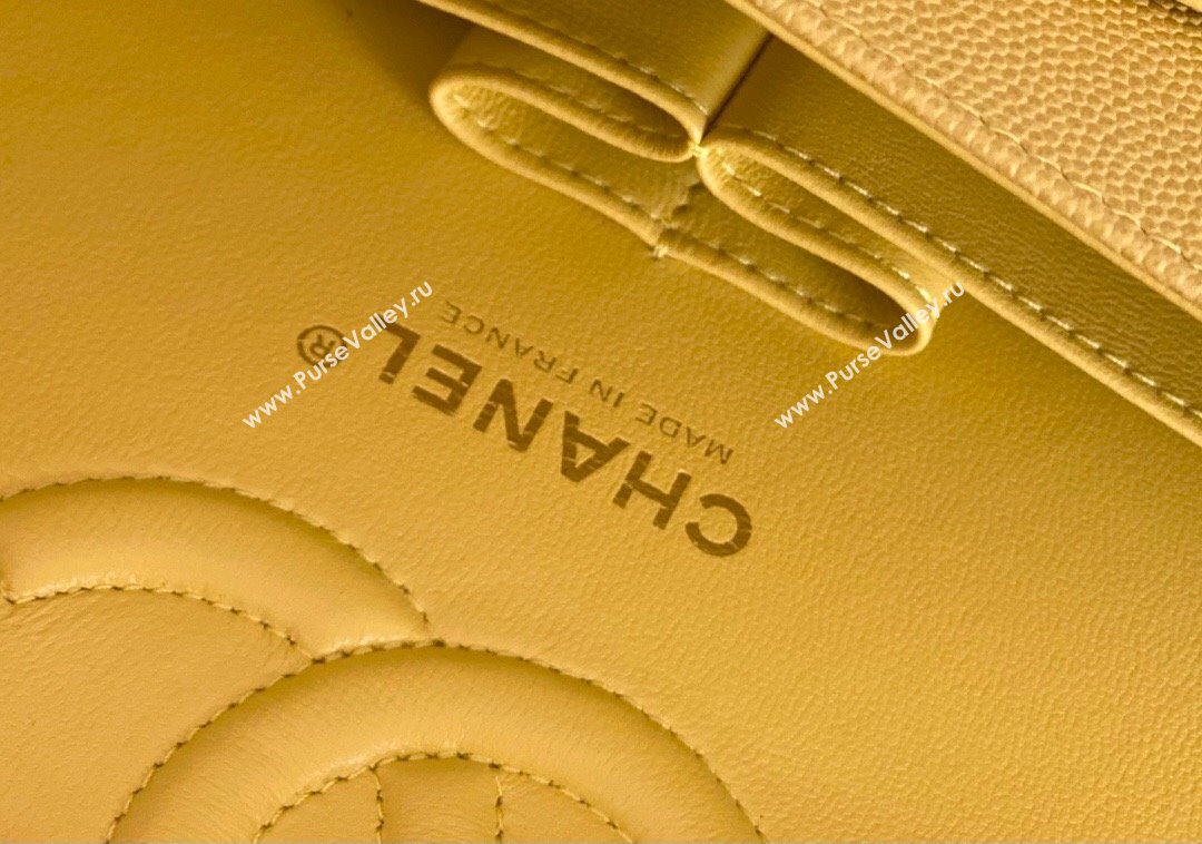 Chanel Grained Calfskin Medium Classic Flap Bag A01112 Yellow/Light Gold 2023 Original Quality (MHE-23121222)