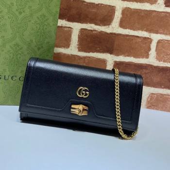 Gucci Diana Bamboo Chain Wallet 658243 Black 2021 (DLH-21090330)