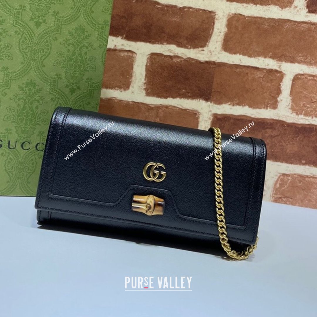 Gucci Diana Bamboo Chain Wallet 658243 Black 2021 (DLH-21090330)