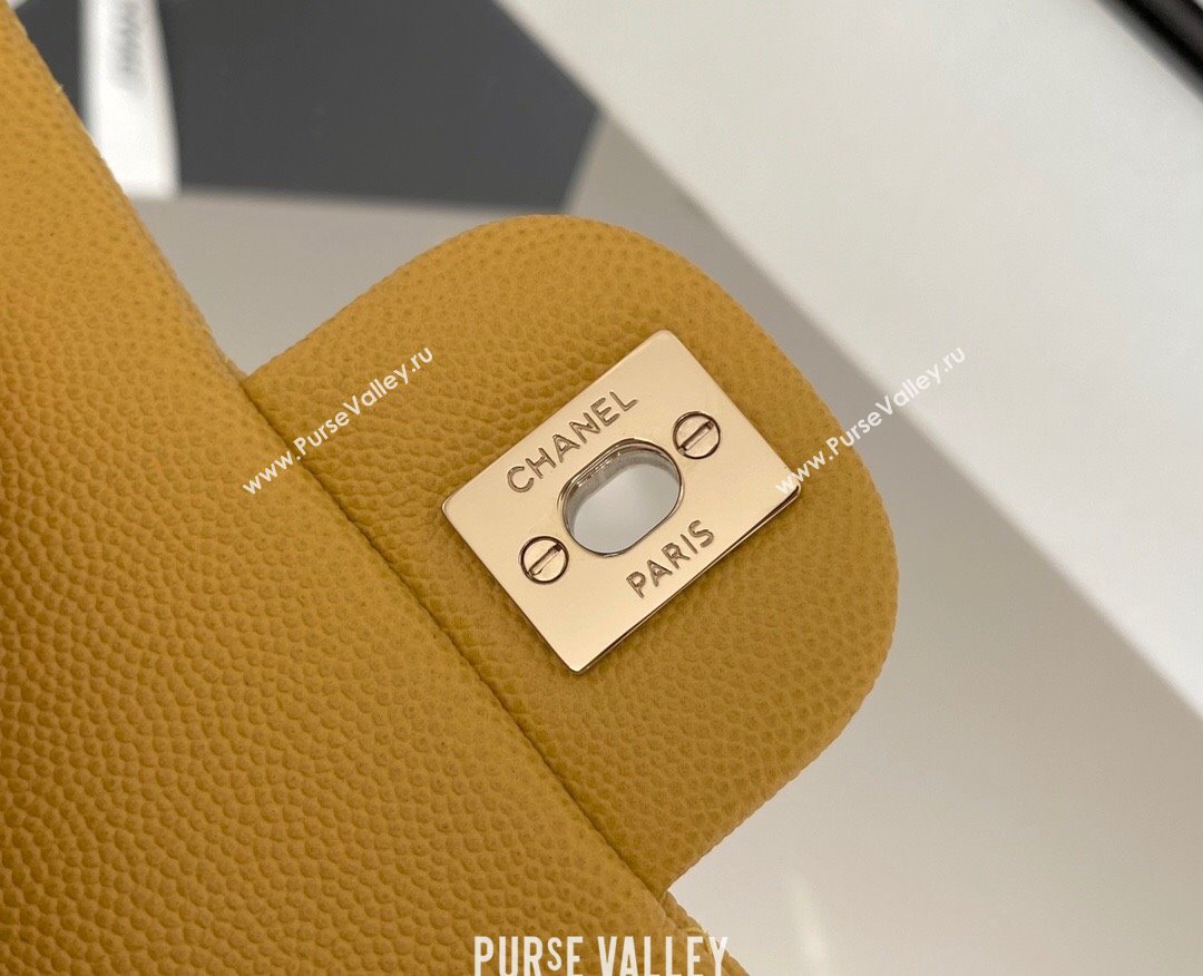 Chanel Grained Calfskin Medium Classic Flap Bag A01112 Yellow/Light Gold 2023 Original Quality (MHE-23121222)