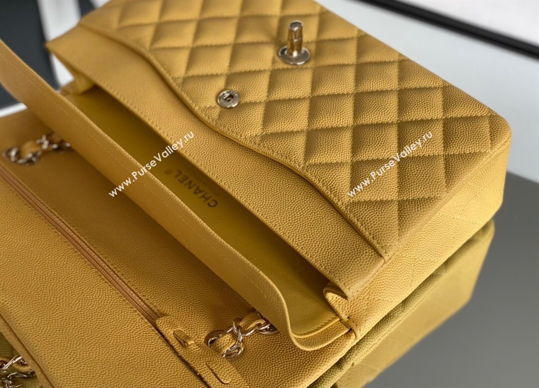 Chanel Grained Calfskin Medium Classic Flap Bag A01112 Yellow/Light Gold 2023 Original Quality (MHE-23121222)