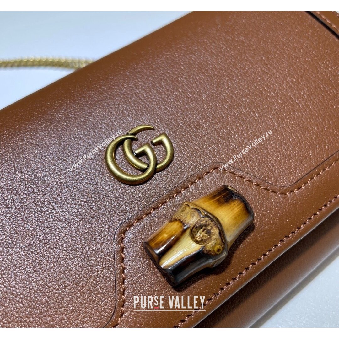 Gucci Diana Bamboo Chain Wallet 658243 Brown 2021 (DLH-21090331)