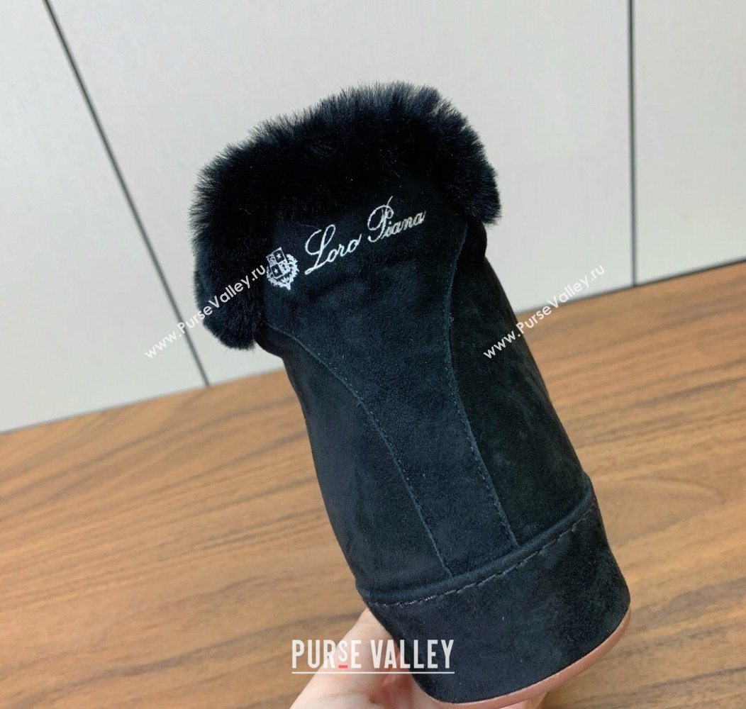 Loro Piana High Top Sneakers/Ankle Boots in Suede and Wool Fur Black 2025 LP111304 (HH-251211049)