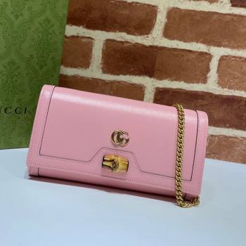 Gucci Diana Bamboo Chain Wallet 658243 Pastel Pink 2021 (DLH-21090332)