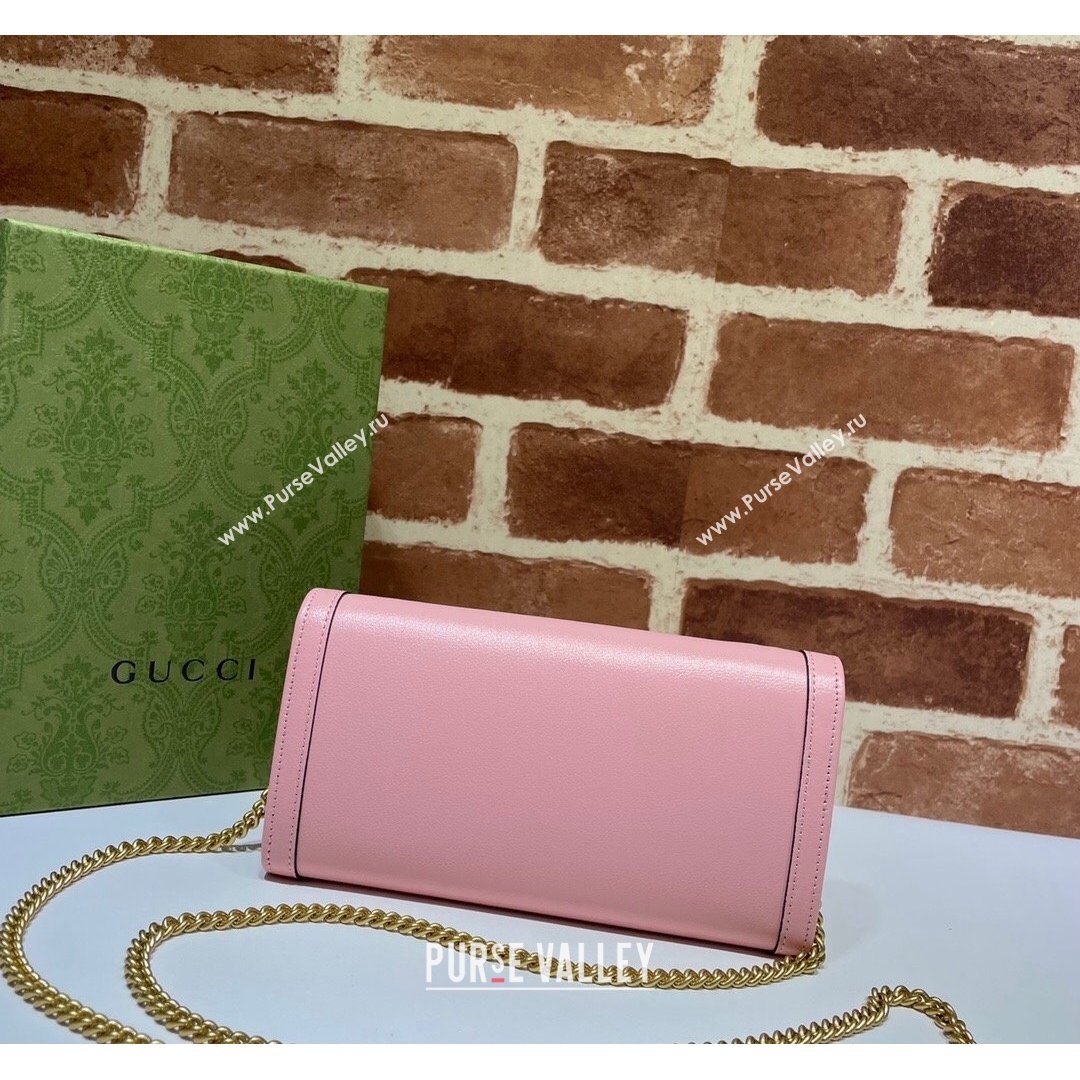 Gucci Diana Bamboo Chain Wallet 658243 Pastel Pink 2021 (DLH-21090332)