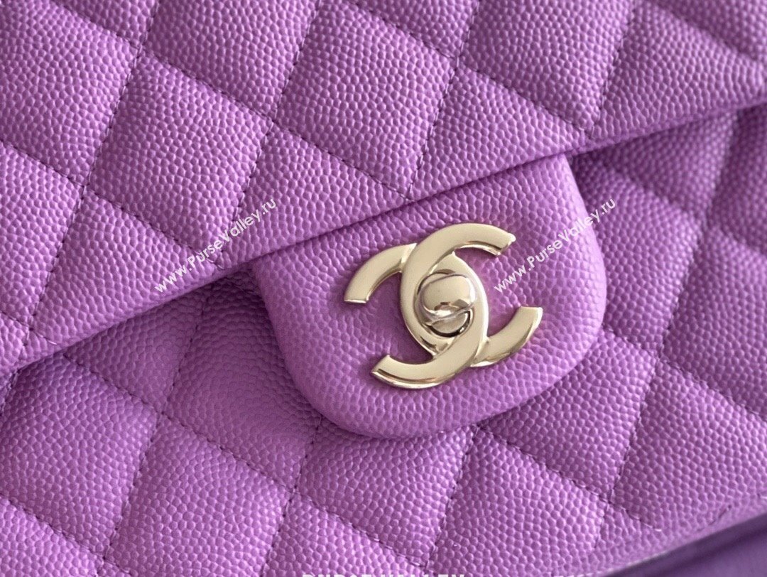 Chanel Grained Calfskin Small Classic Flap Bag A01113 Purple/Light Gold 2023 Original Quality (MHE-23121223)