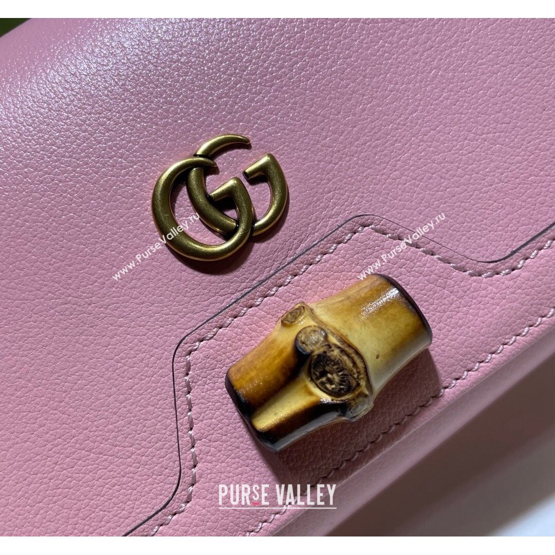 Gucci Diana Bamboo Chain Wallet 658243 Pastel Pink 2021 (DLH-21090332)