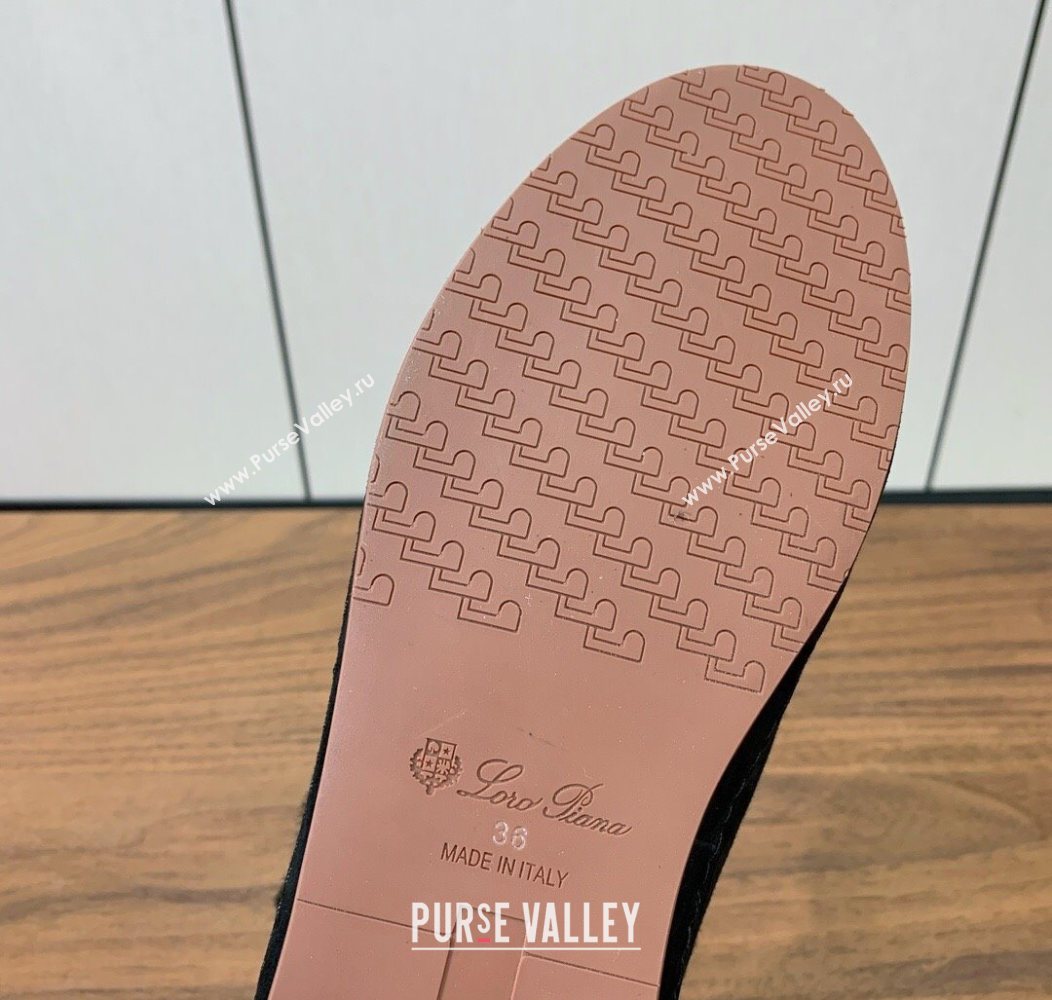 Loro Piana High Top Sneakers/Ankle Boots in Suede and Wool Fur Black 2025 LP111304 (HH-251211049)