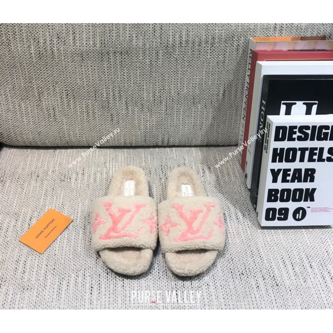 Louis Vuitton LV Wool Flat Slide Sandals White 2021 03 (MD-21080966)