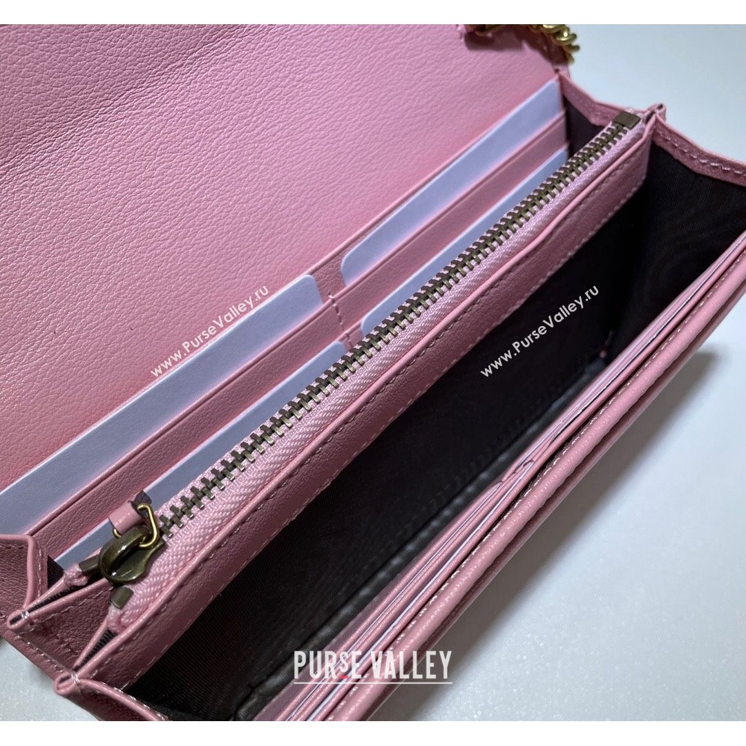 Gucci Diana Bamboo Chain Wallet 658243 Pastel Pink 2021 (DLH-21090332)
