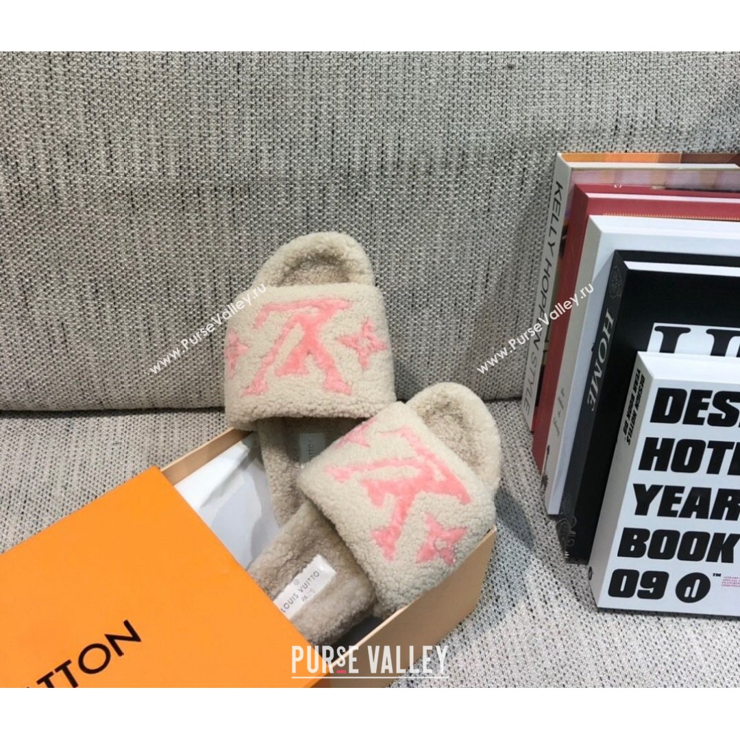 Louis Vuitton LV Wool Flat Slide Sandals White 2021 03 (MD-21080966)