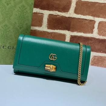 Gucci Diana Bamboo Chain Wallet 658243 Green 2021 (DLH-21090333)