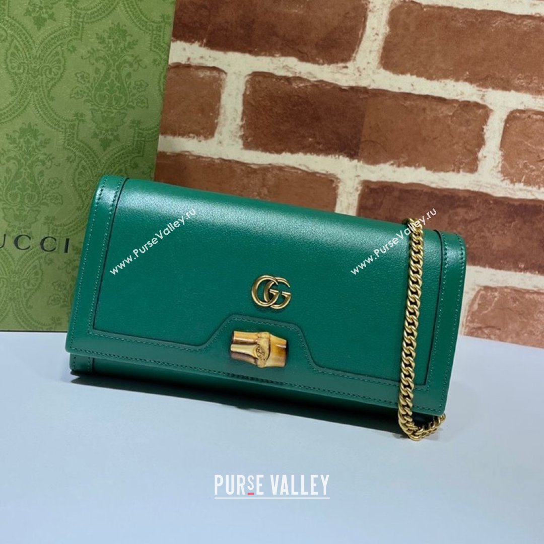 Gucci Diana Bamboo Chain Wallet 658243 Green 2021 (DLH-21090333)