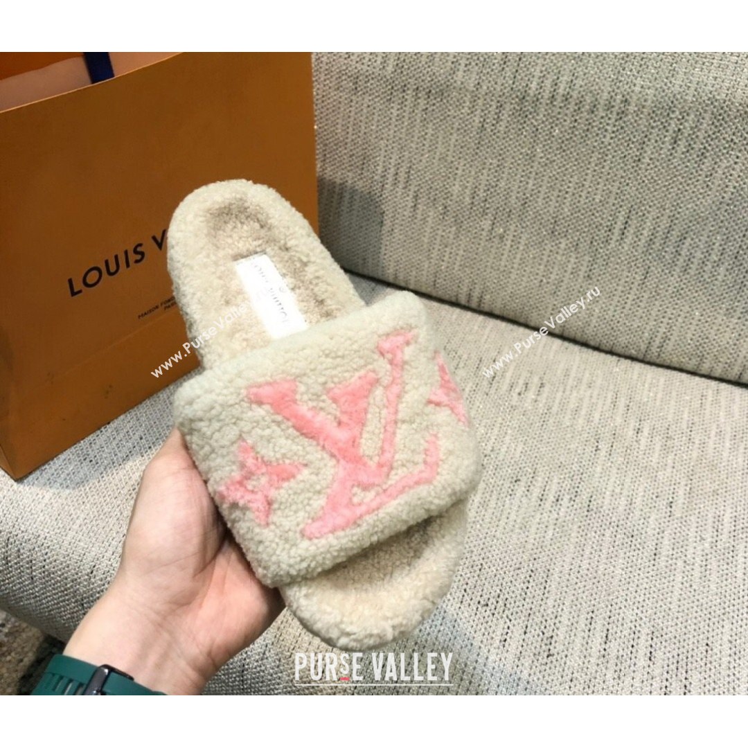 Louis Vuitton LV Wool Flat Slide Sandals White 2021 03 (MD-21080966)