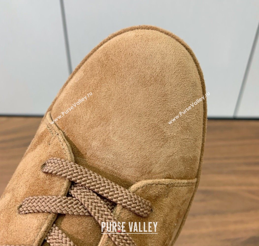 Loro Piana High Top Sneakers/Ankle Boots in Suede and Wool Fur Caramel Brown 2025 LP111304 (HH-251211050)