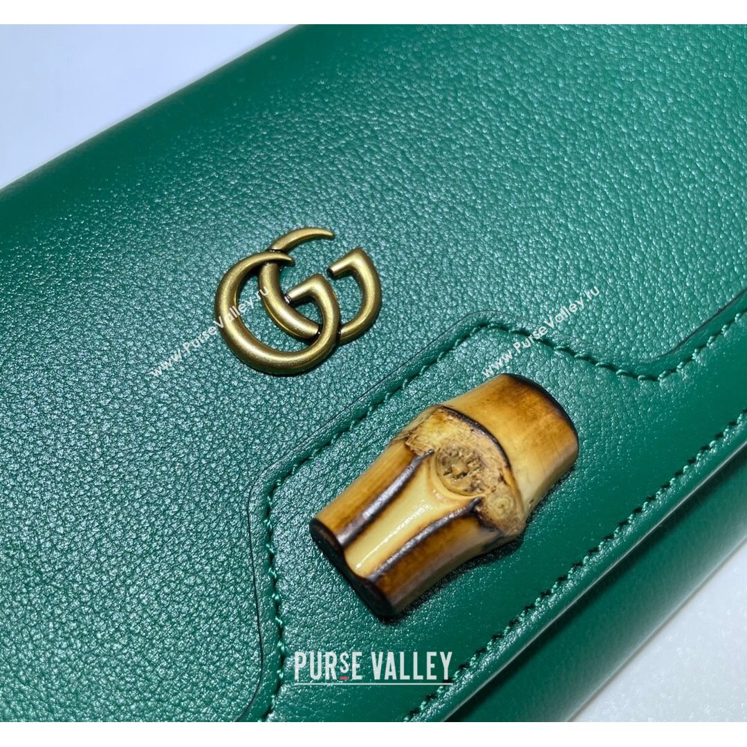 Gucci Diana Bamboo Chain Wallet 658243 Green 2021 (DLH-21090333)