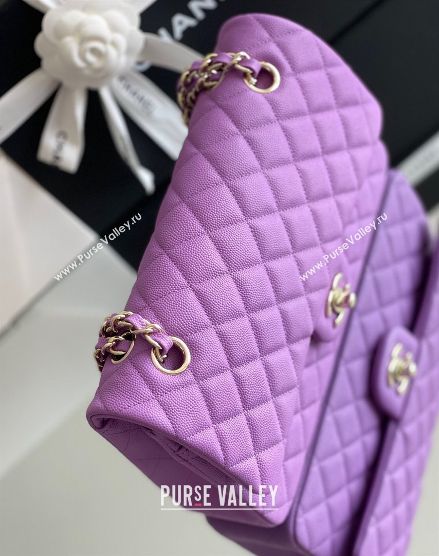 Chanel Grained Calfskin Medium Classic Flap Bag A01112 Purple/Light Gold 2023 Original Quality (MHE-23121220)