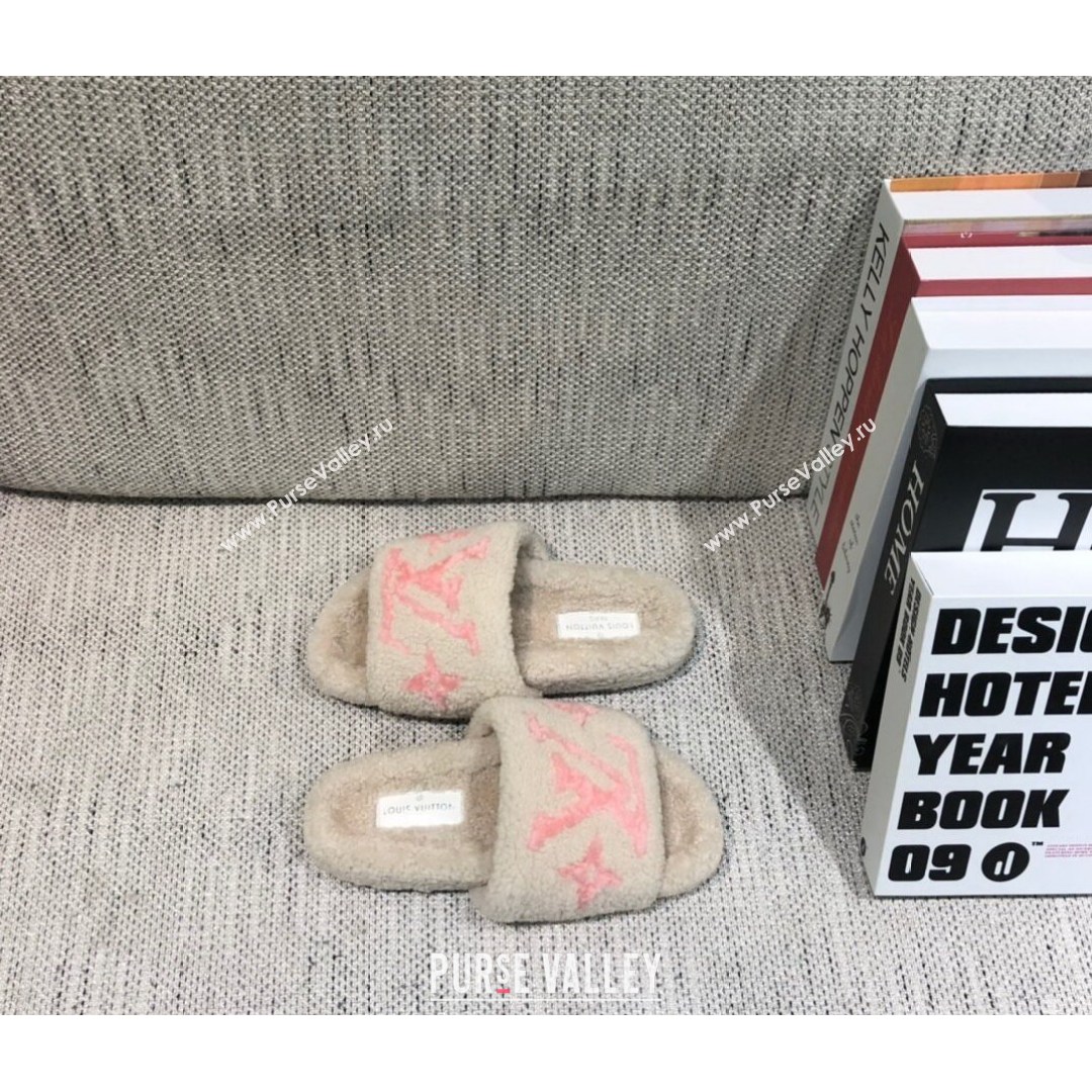 Louis Vuitton LV Wool Flat Slide Sandals White 2021 03 (MD-21080966)