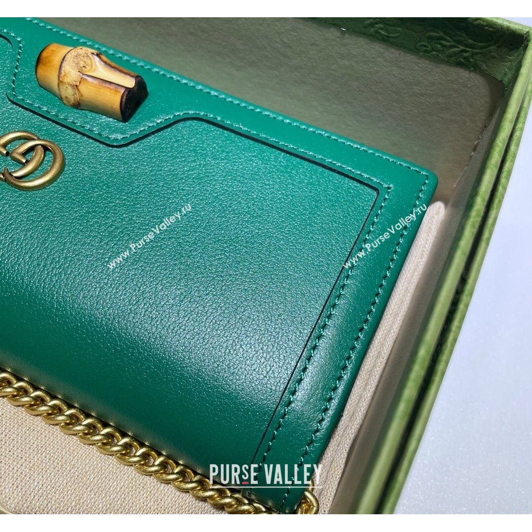 Gucci Diana Bamboo Chain Wallet 658243 Green 2021 (DLH-21090333)