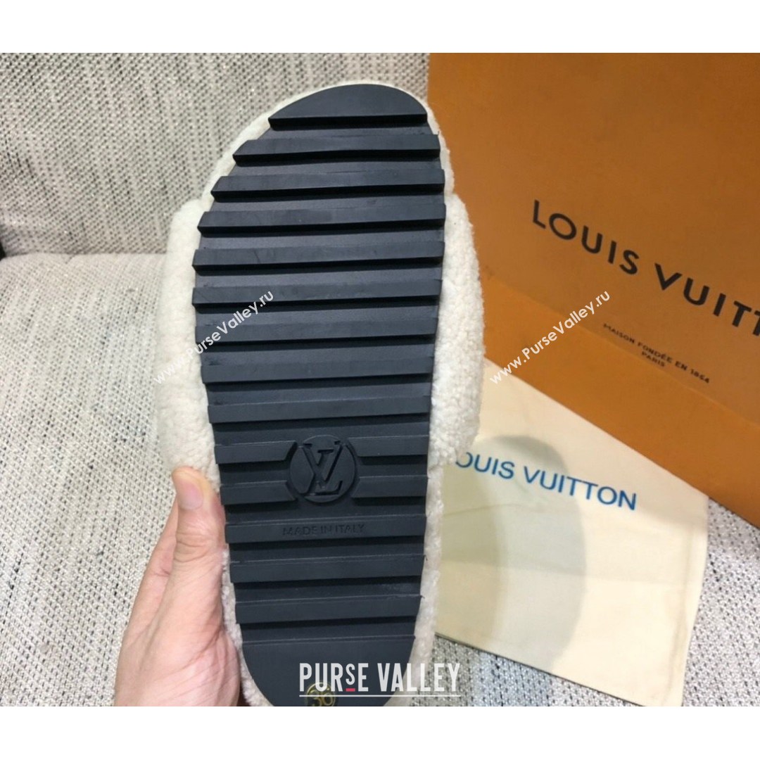 Louis Vuitton LV Wool Flat Slide Sandals White 2021 03 (MD-21080966)