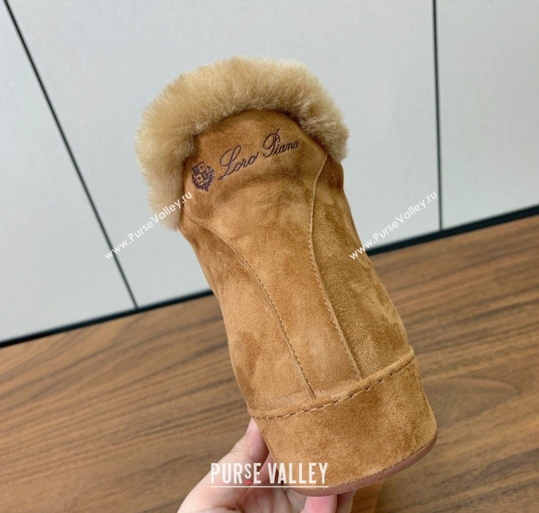 Loro Piana High Top Sneakers/Ankle Boots in Suede and Wool Fur Caramel Brown 2025 LP111304 (HH-251211050)