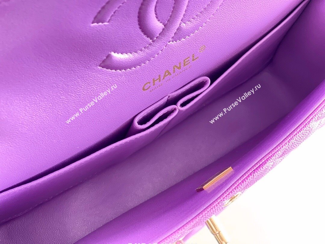 Chanel Grained Calfskin Medium Classic Flap Bag A01112 Purple/Light Gold 2023 Original Quality (MHE-23121220)