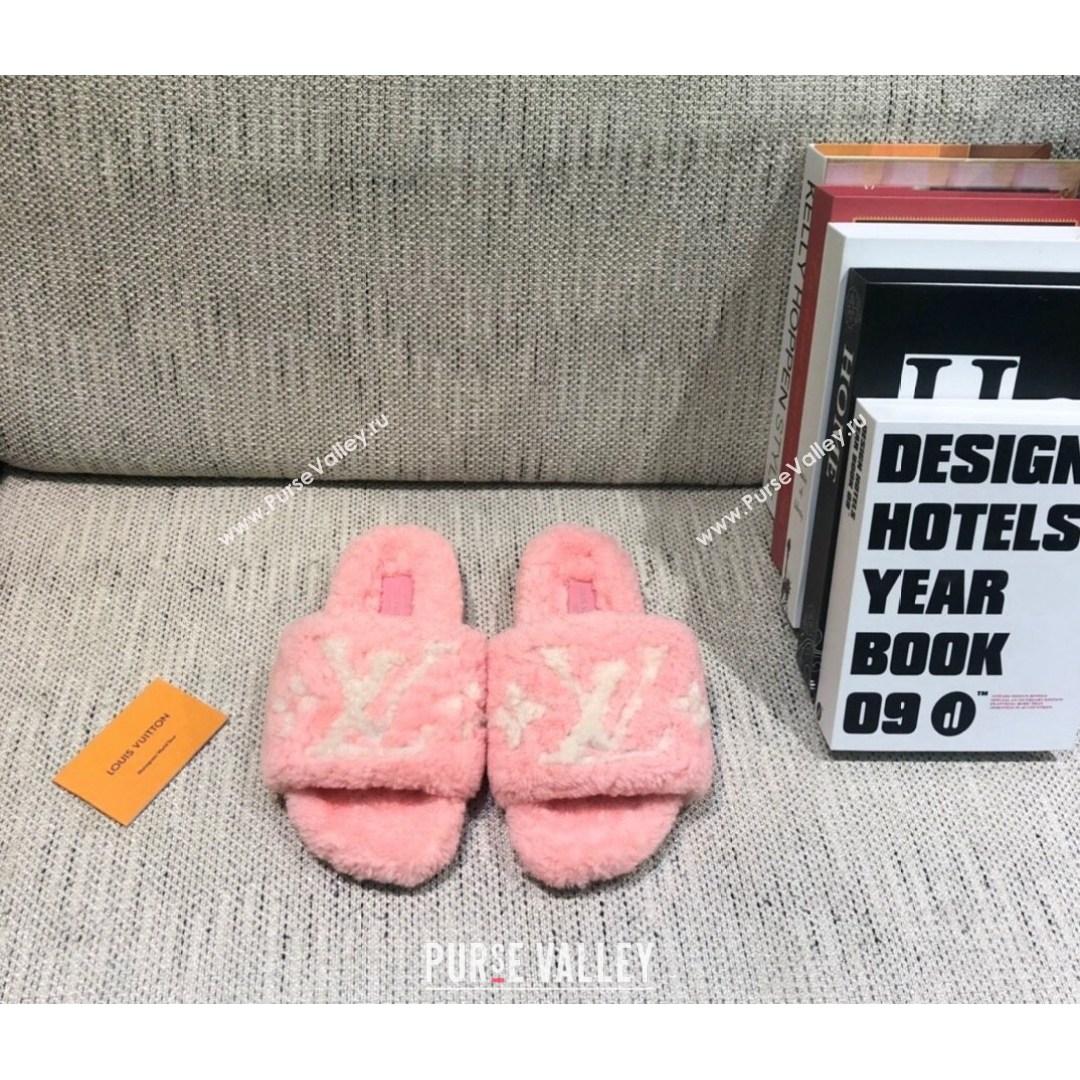 Louis Vuitton LV Wool Flat Slide Sandals Pink 2021 04 (MD-21080967)