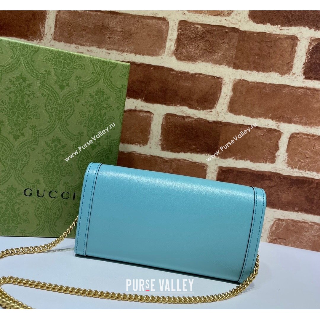 Gucci Diana Bamboo Chain Wallet 658243 Pastel Blue 2021 (DLH-21090334)