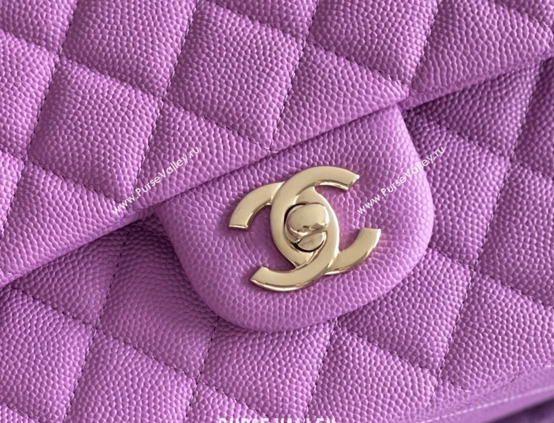 Chanel Grained Calfskin Medium Classic Flap Bag A01112 Purple/Light Gold 2023 Original Quality (MHE-23121220)