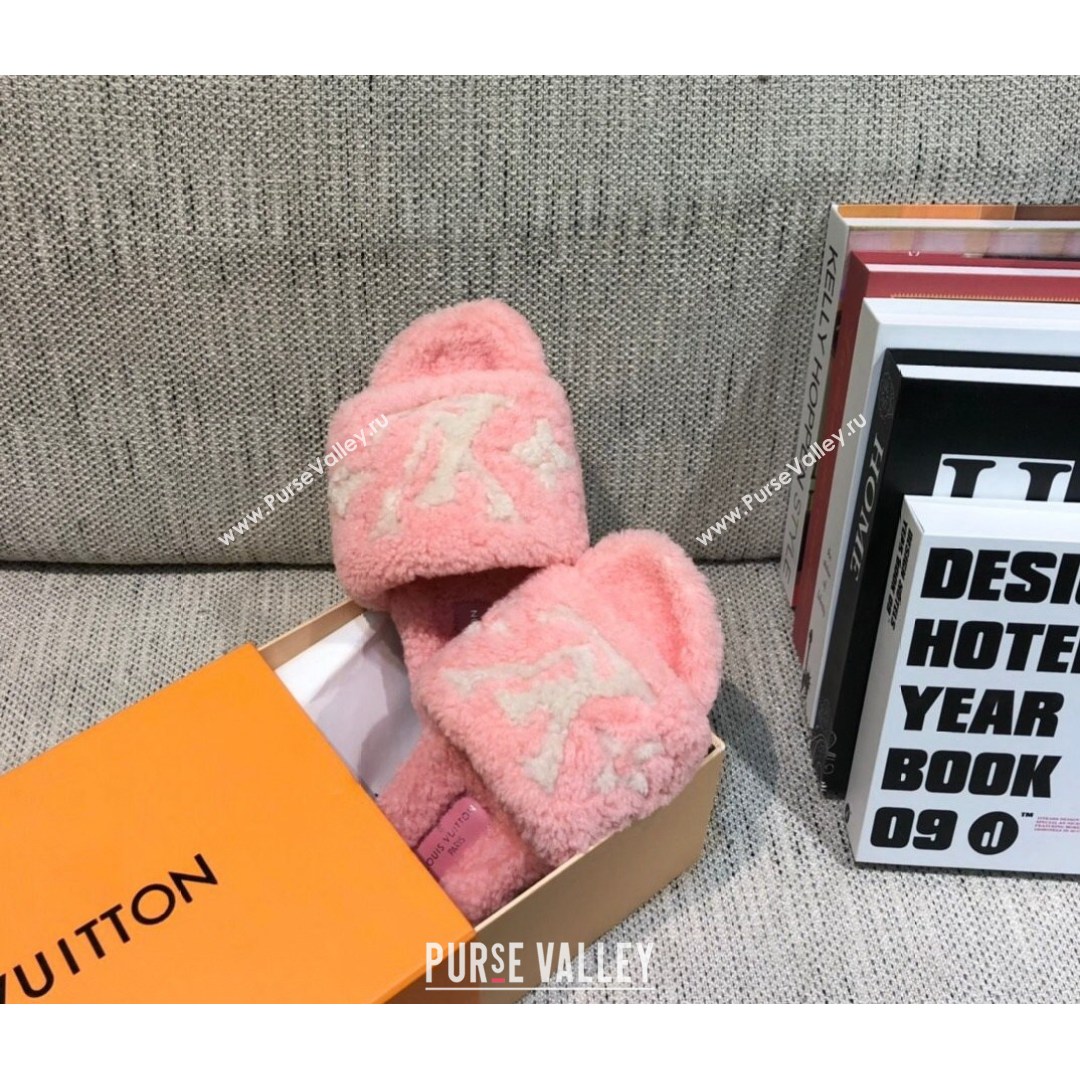 Louis Vuitton LV Wool Flat Slide Sandals Pink 2021 04 (MD-21080967)