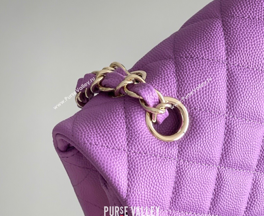 Chanel Grained Calfskin Medium Classic Flap Bag A01112 Purple/Light Gold 2023 Original Quality (MHE-23121220)