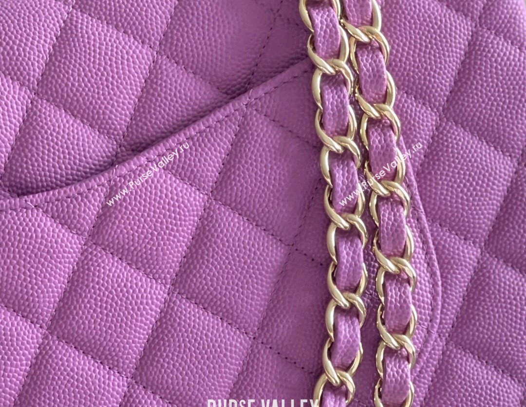 Chanel Grained Calfskin Medium Classic Flap Bag A01112 Purple/Light Gold 2023 Original Quality (MHE-23121220)