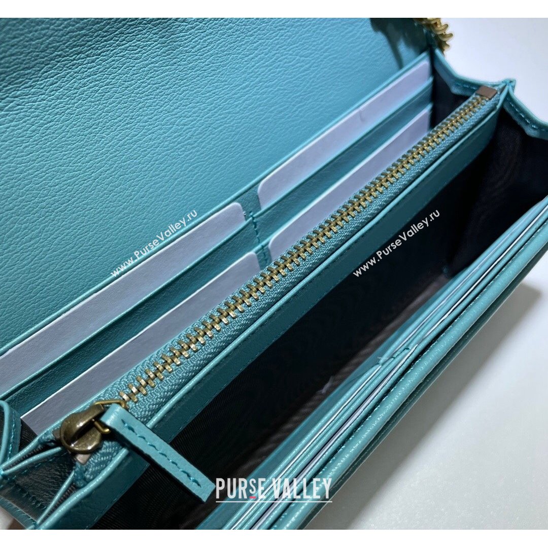 Gucci Diana Bamboo Chain Wallet 658243 Pastel Blue 2021 (DLH-21090334)