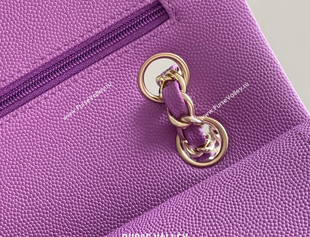 Chanel Grained Calfskin Medium Classic Flap Bag A01112 Purple/Light Gold 2023 Original Quality (MHE-23121220)