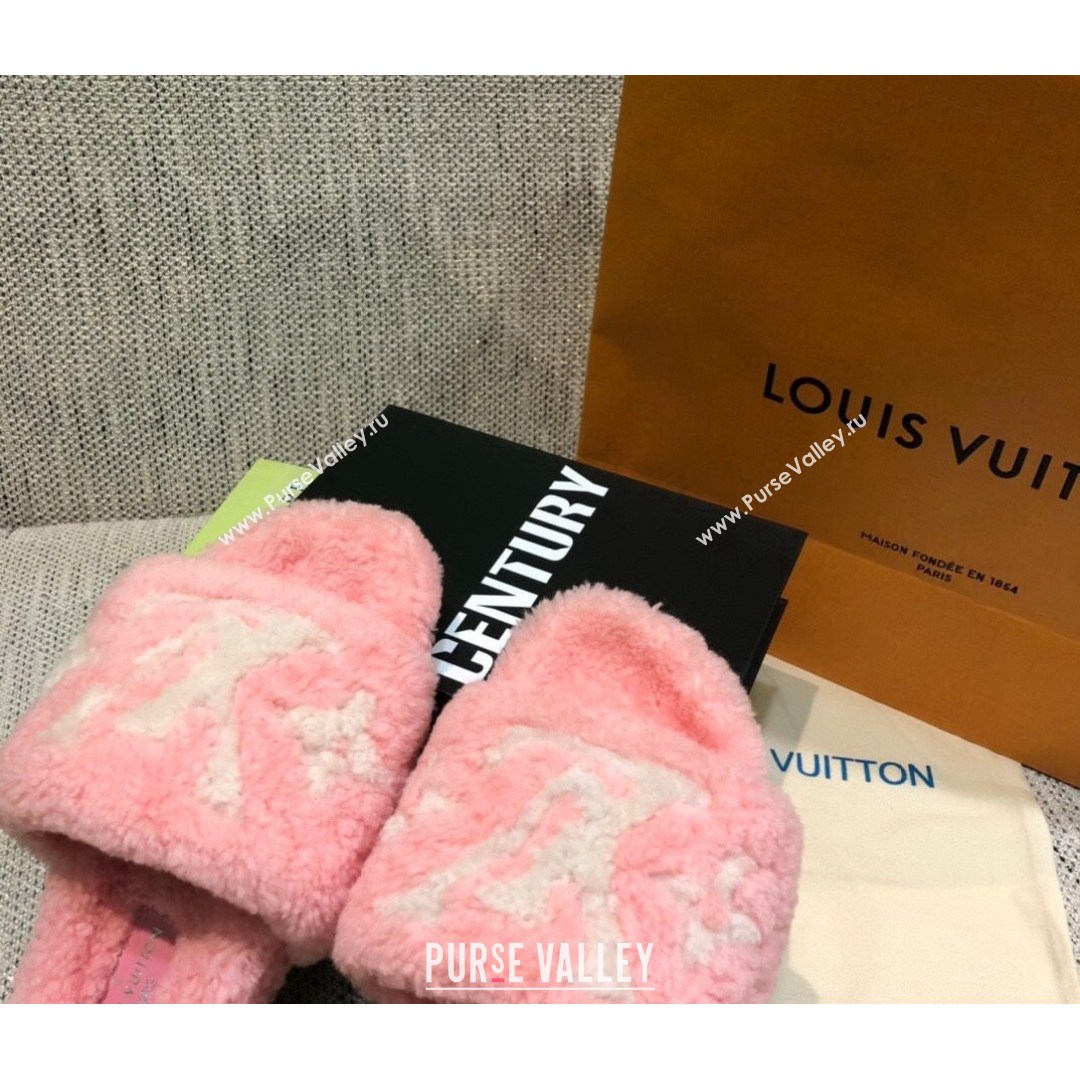 Louis Vuitton LV Wool Flat Slide Sandals Pink 2021 04 (MD-21080967)