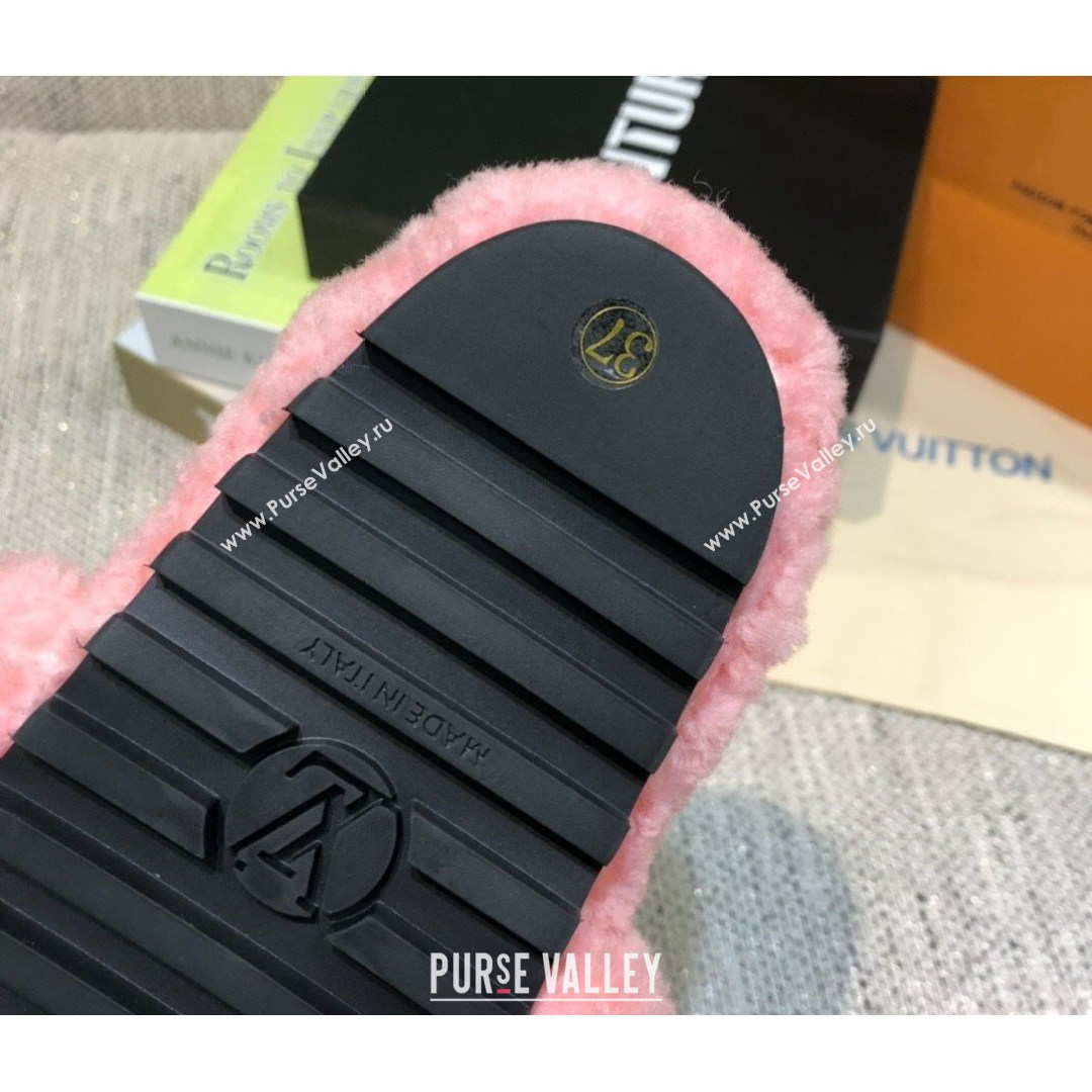 Louis Vuitton LV Wool Flat Slide Sandals Pink 2021 04 (MD-21080967)