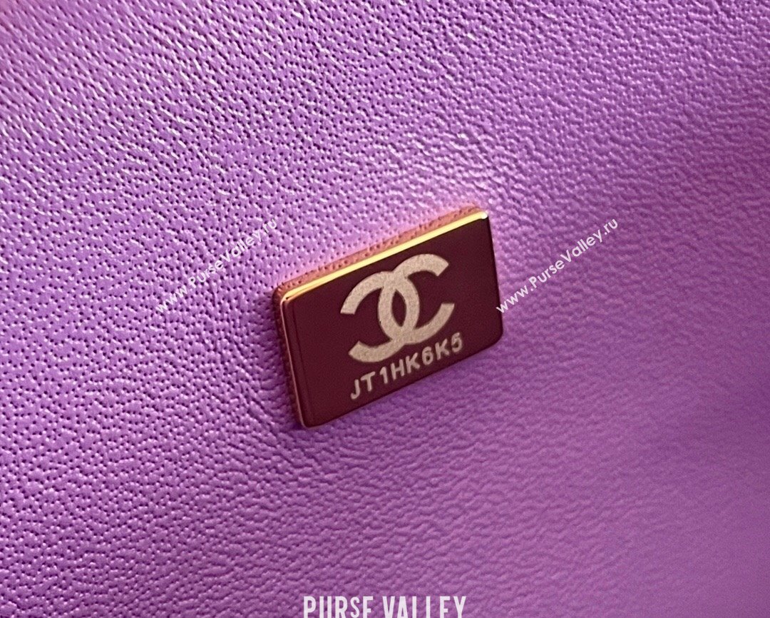 Chanel Grained Calfskin Medium Classic Flap Bag A01112 Purple/Light Gold 2023 Original Quality (MHE-23121220)