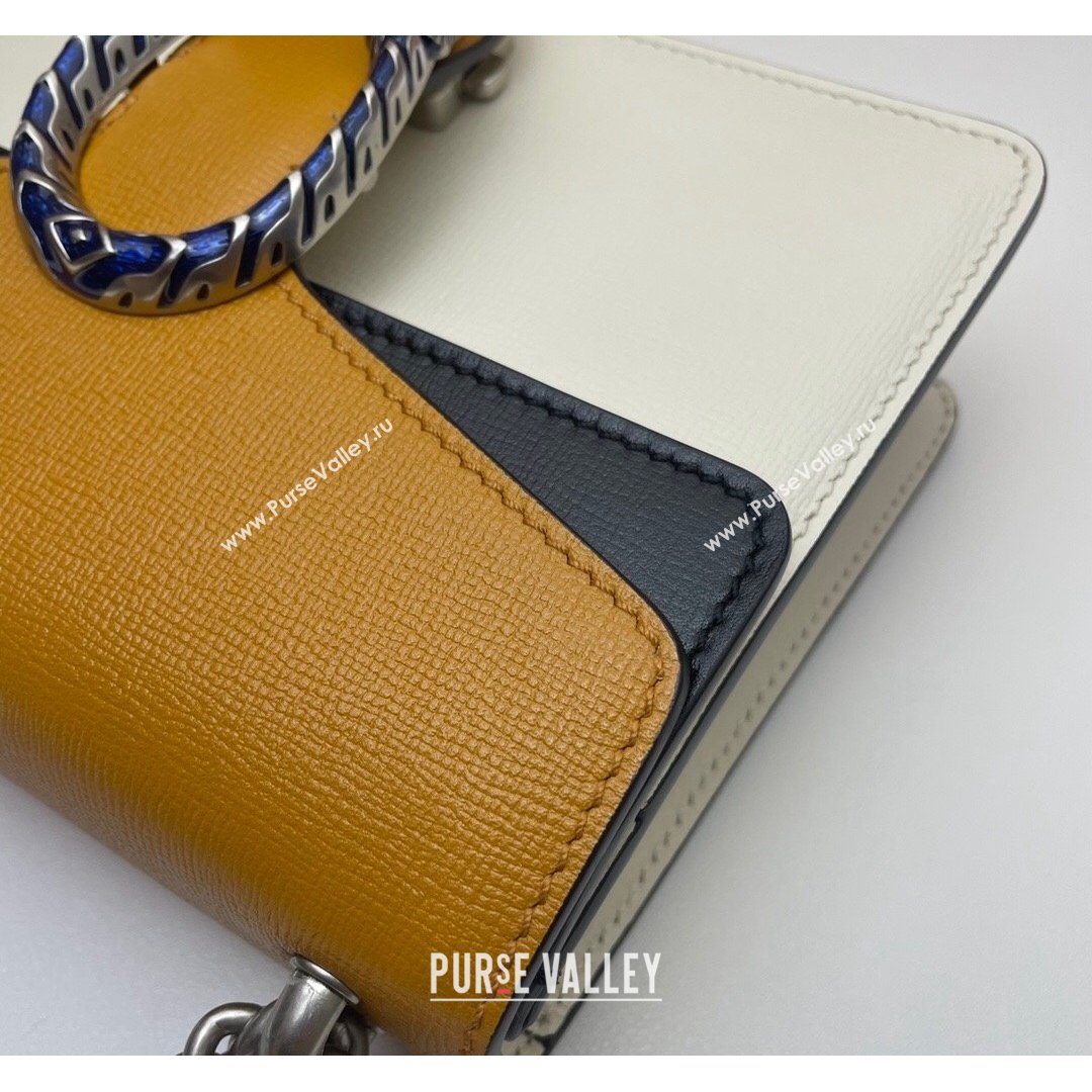 Gucci Dionysus Leather Mini Chain Bag 421970 Orange/White 2021 (DLH-21090335)