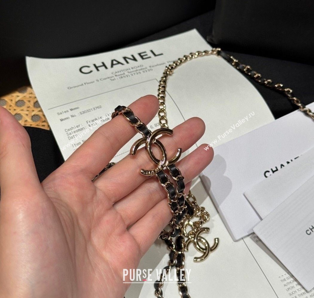 Chanel Chain and Leather Belt Gold 2025 0618 (99-250618054)