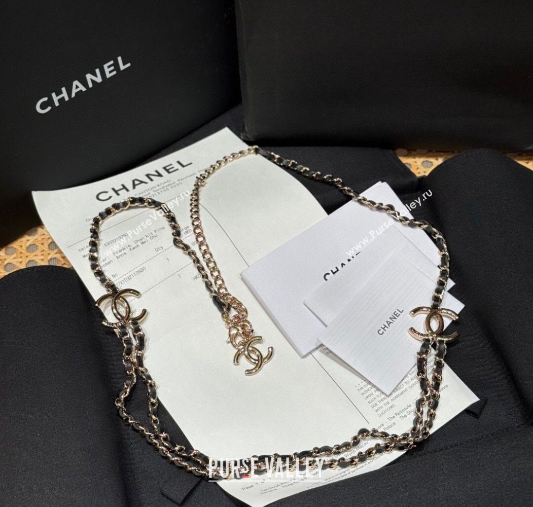 Chanel Chain and Leather Belt Gold 2025 0618 (99-250618054)