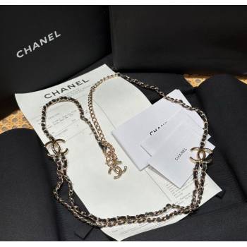 Chanel Chain and Leather Belt Gold 2025 0618 (99-250618054)